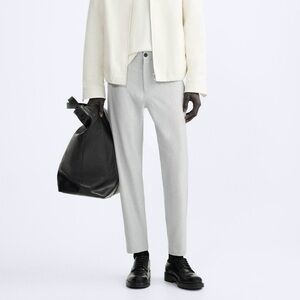 Zara Textured Stretch Pants in Grey